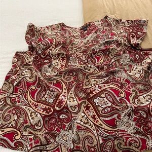 INC International Concepts red brown Paisley silk blouse